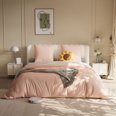 KILISKY Parure de lit 160x200 cm,Parure de lit 4 pièces rose gris clair en polyester avec 2 Taies doreillers et 1 drap-housse Gris - Publicité KILISKY Parure de lit 160x200 cm,Parure de lit 4 pièces rose gris clair en polyester avec 2 Taies doreillers et 1 drap-housse Gris - Publicité