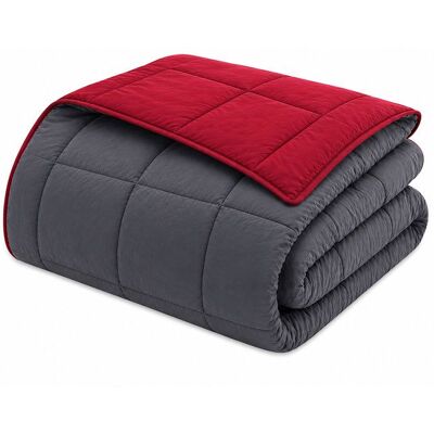 TOISON D'OR HUDSON - Couette Légère Microfibre - 200gr/m2 - Gris & Rouge - 140 x 200 cm Gris - Publicité TOISON D'OR HUDSON - Couette Légère Microfibre - 200gr/m2 - Gris & Rouge - 140 x 200 cm Gris - Publicité