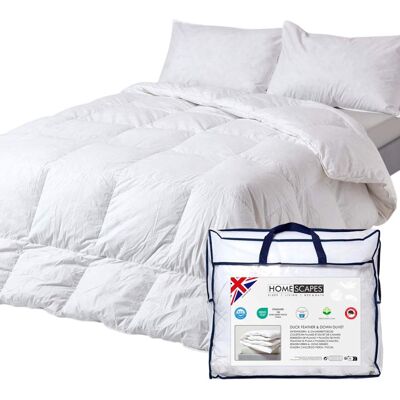 Couette chaude hiver - HOMESCAPES - 240 x 220 cm - Duvet et plumes de canard - 13.5 Tog Blanc - Publicité Couette chaude hiver - HOMESCAPES - 240 x 220 cm - Duvet et plumes de canard - 13.5 Tog Blanc - Publicité