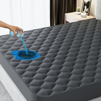 SANS MARQUE Protège-matelas imperméable King Size surmatelas silencieux King Size housse de matelas douce et respirante lavable (150 x 200 cm) Gris - Publicité SANS MARQUE Protège-matelas imperméable King Size surmatelas silencieux King Size housse de matelas douce et respirante lavable (150 x 200 cm) Gris - Publicité