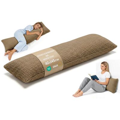 TOTSY BABY Traversin ergonomique 40x145 cm housse amovible – coussin maternité côté – Body Pillow bouclé doux respirant – Marron Marron - Publicité TOTSY BABY Traversin ergonomique 40x145 cm housse amovible – coussin maternité côté – Body Pillow bouclé doux respirant – Marron Marron - Publicité
