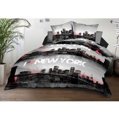 LE LINGE DE JULES Housse de couette 240x260 + 2 taies - Microfibre - New-York Noir - Publicité LE LINGE DE JULES Housse de couette 240x260 + 2 taies - Microfibre - New-York Noir - Publicité