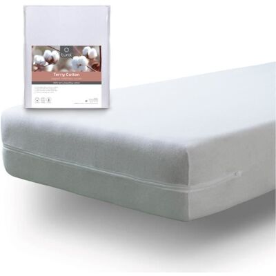 Tural - Lot de 2 Housse de matelas 90x190/200cm élastique avec fermeture éclair. Tissu éponge 100% coton. Rénove matelas - Publicité Tural - Lot de 2 Housse de matelas 90x190/200cm élastique avec fermeture éclair. Tissu éponge 100% coton. Rénove matelas - Publicité