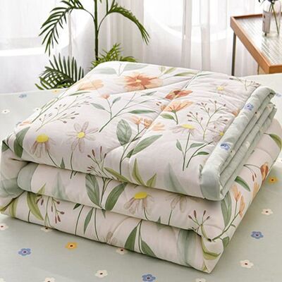 AMRINUGL Couvre-lit matelassé 200x230 cm microfibre léger été motif fleurs imprimé réversible vert Label Vert - Publicité AMRINUGL Couvre-lit matelassé 200x230 cm microfibre léger été motif fleurs imprimé réversible vert Label Vert - Publicité