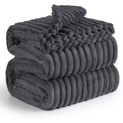 Bedsure Velours Côtelé Fleece - Plaid Chaud pour Chambre & Salon - Douceur Cocooning - Teinte Douce - 130x170cm Gris - Publicité Bedsure Velours Côtelé Fleece - Plaid Chaud pour Chambre & Salon - Douceur Cocooning - Teinte Douce - 130x170cm Gris - Publicité