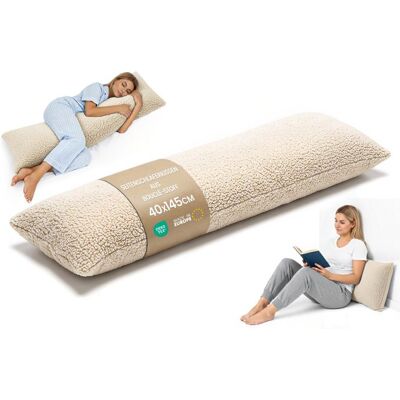 TOTSY BABY Traversin ergonomique 40x145 cm housse amovible – coussin maternité côté – Body Pillow bouclé doux respirant – Crème Beige - Publicité TOTSY BABY Traversin ergonomique 40x145 cm housse amovible – coussin maternité côté – Body Pillow bouclé doux respirant – Crème Beige - Publicité