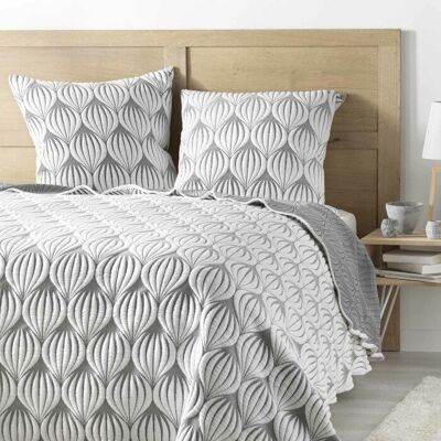 DOUCEUR D'INTÉRIEUR Couvre lit 2 pers matelassé + 2 housses 60x60 220 x 240 cm jersey/microfibre Faustine Gris - Publicité DOUCEUR D'INTÉRIEUR Couvre lit 2 pers matelassé + 2 housses 60x60 220 x 240 cm jersey/microfibre Faustine Gris - Publicité