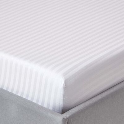 HOMESCAPES Drap-housse rayé 140 x 200 cm 100% coton égyptien 330 fils coloris blanc Blanc - Publicité HOMESCAPES Drap-housse rayé 140 x 200 cm 100% coton égyptien 330 fils coloris blanc Blanc - Publicité