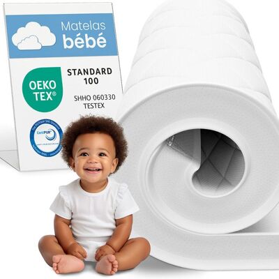 ELONEO Matelas pour enfants Surmatelas 60x120 cm 6 cm dépaisseur mousse respirante et confortable pour un sommeil sain et sûr - Publicité ELONEO Matelas pour enfants Surmatelas 60x120 cm 6 cm dépaisseur mousse respirante et confortable pour un sommeil sain et sûr - Publicité