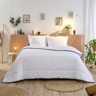 Couette Tempérée 240x260cm Toutes saisons - Garnissage 300gr/m2 - Enveloppe douce microfibre - BLEU CALIN Blanc - Publicité Couette Tempérée 240x260cm Toutes saisons - Garnissage 300gr/m2 - Enveloppe douce microfibre - BLEU CALIN Blanc - Publicité