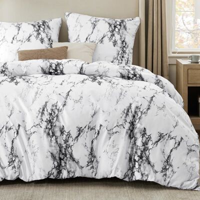 Parure de couette – Housse de couette et Taies d’oreiller - Bedsure - Blanc - 240x220cm - Lot de 3 pièces - Impression Blanc - Publicité Parure de couette – Housse de couette et Taies d’oreiller - Bedsure - Blanc - 240x220cm - Lot de 3 pièces - Impression Blanc - Publicité