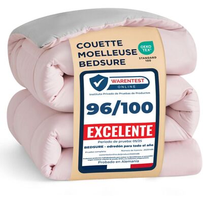 Couette-Bedsure-Rose poudré-Gris micro-240x220cm-300GSM-Couette été double Rose - Publicité Couette-Bedsure-Rose poudré-Gris micro-240x220cm-300GSM-Couette été double Rose - Publicité