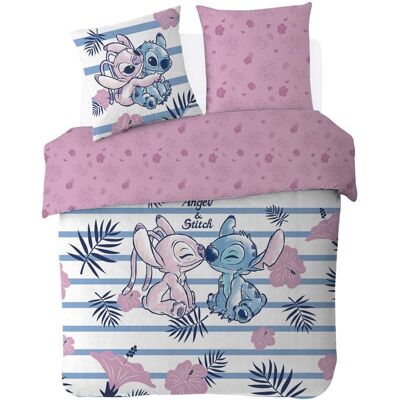 DISNEY - Housse de couette Disney Angel & Stitch 220x240 cm + 2 Taies doreiller 63x63 cm - 100% Coton Popeline - Rose Rose - Publicité DISNEY - Housse de couette Disney Angel & Stitch 220x240 cm + 2 Taies doreiller 63x63 cm - 100% Coton Popeline - Rose Rose - Publicité