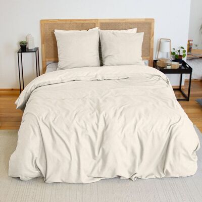 HOME COLLECTION Parure housse de couette 3pcs 240x220 100% microfibre effet flanelle - creme Beige - Publicité HOME COLLECTION Parure housse de couette 3pcs 240x220 100% microfibre effet flanelle - creme Beige - Publicité