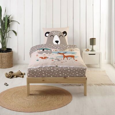 Parure de Lit Enfant Rechange Caradou® Forêt en Coton 3 pièces - Couchage tout-en-un sans couette - 90x190cm - BLEU CALIN Beige - Publicité Parure de Lit Enfant Rechange Caradou® Forêt en Coton 3 pièces - Couchage tout-en-un sans couette - 90x190cm - BLEU CALIN Beige - Publicité