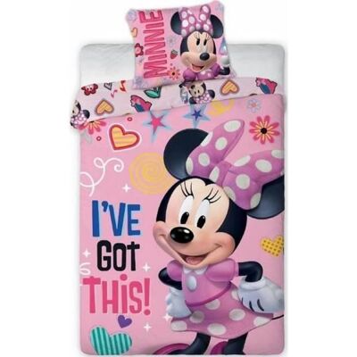 Parure de lit - Disney - Minnie IVE GOT THIS - 140x200 cm - 100% microfibre - Officielle Rose - Publicité Parure de lit - Disney - Minnie IVE GOT THIS - 140x200 cm - 100% microfibre - Officielle Rose - Publicité