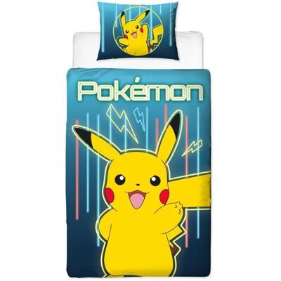 Parure de lit réversible - POKEMON - Pikachu Laser - Microfibre - 1 housse de couette 140 x 200 cm + 1 taie 63 x 63 cm Bleu - Publicité Parure de lit réversible - POKEMON - Pikachu Laser - Microfibre - 1 housse de couette 140 x 200 cm + 1 taie 63 x 63 cm Bleu - Publicité