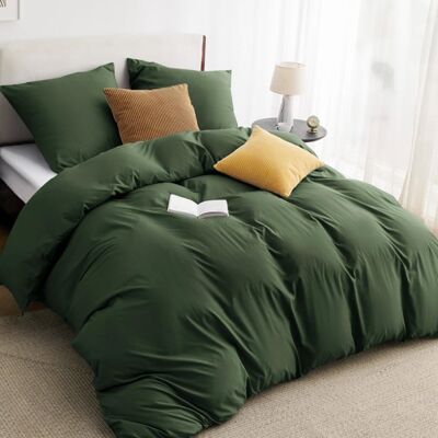 Parure de couette – Housse de couette et Taies d’oreiller - Bedsure - Vert olive grisé - 200x200cm - Lot de 3 pièces - Brossage Vert - Publicité Parure de couette – Housse de couette et Taies d’oreiller - Bedsure - Vert olive grisé - 200x200cm - Lot de 3 pièces - Brossage Vert - Publicité