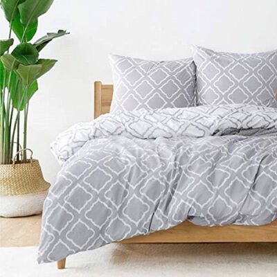 Parure de couette – Housse de couette et Taies d’oreiller - Bedsure - Gris - 200x220cm - Lot de 3 pièces - Impression Gris - Publicité Parure de couette – Housse de couette et Taies d’oreiller - Bedsure - Gris - 200x220cm - Lot de 3 pièces - Impression Gris - Publicité