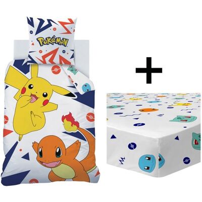 Pokemon Parure de lit enfant avec drap housse 100% Coton - POKÉMON ZIGGY - Bleu - 140x200+63x63cm + 90x19cm Blanc - Publicité Pokemon Parure de lit enfant avec drap housse 100% Coton - POKÉMON ZIGGY - Bleu - 140x200+63x63cm + 90x19cm Blanc - Publicité