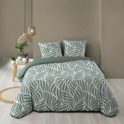 DOUCEUR D'INTÉRIEUR Housse de couette MORGANE 240 x 220 cm Sauge - 100% coton 57 fils 2 taies fermeture pressions Vert - Publicité DOUCEUR D'INTÉRIEUR Housse de couette MORGANE 240 x 220 cm Sauge - 100% coton 57 fils 2 taies fermeture pressions Vert - Publicité