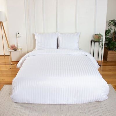Parure de lit - CÔTÉ DÉCO - Housse de Couette 220x240 cm - 2 Taies 63x63 cm - Satiné - Blanc Blanc - Publicité Parure de lit - CÔTÉ DÉCO - Housse de Couette 220x240 cm - 2 Taies 63x63 cm - Satiné - Blanc Blanc - Publicité
