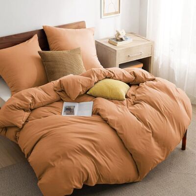 Parure de couette – Housse de couette et Taies d’oreiller - Bedsure - Orange mandarine - 155x220cm - Lot de 3 pièces - Brossage Orange - Publicité Parure de couette – Housse de couette et Taies d’oreiller - Bedsure - Orange mandarine - 155x220cm - Lot de 3 pièces - Brossage Orange - Publicité