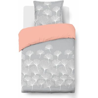 VISION - Parure housse de couette GINKO Gris - Réversible - 140x200cm - 100% coton Gris - Publicité VISION - Parure housse de couette GINKO Gris - Réversible - 140x200cm - 100% coton Gris - Publicité