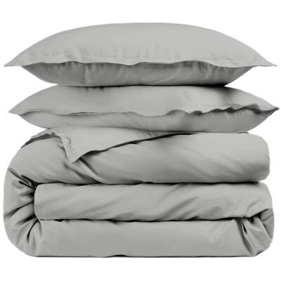 ALPES BLANC - Housse de couette Gris clair 200x200 percale de coton 80 fils + Taies 65x65 – Fabriquée en Europe - Doux et résistant Gris - Publicité ALPES BLANC - Housse de couette Gris clair 200x200 percale de coton 80 fils + Taies 65x65 – Fabriquée en Europe - Doux et résistant Gris - Publicité