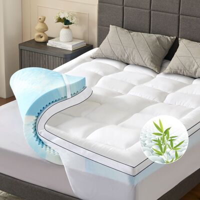Surmatelas mémoire de forme - NicePlus - 180 x 200 cm - Épaisseur 7 cm - Housse bambou respirante - Publicité Surmatelas mémoire de forme - NicePlus - 180 x 200 cm - Épaisseur 7 cm - Housse bambou respirante - Publicité