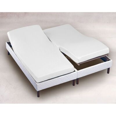 ALPES BLANC - Drap Housse Blanc 2x90x200 cm – Spécial Lit électrique – 100% Coton 57 fils – Grand Bonnet – Fabrication Française Blanc - Publicité ALPES BLANC - Drap Housse Blanc 2x90x200 cm – Spécial Lit électrique – 100% Coton 57 fils – Grand Bonnet – Fabrication Française Blanc - Publicité