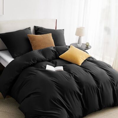 Parure de couette – Housse de couette et Taies d’oreiller - Bedsure - Noir - 200x200cm - Lot de 3 pièces - Brossage Noir - Publicité Parure de couette – Housse de couette et Taies d’oreiller - Bedsure - Noir - 200x200cm - Lot de 3 pièces - Brossage Noir - Publicité