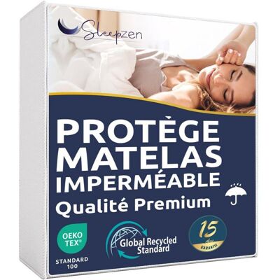 Protège-Matelas - SLEEPZEN - 80x200cm - Coton Certifié - Protection Anti-Acariens - Lavable en Machine Blanc - Publicité Protège-Matelas - SLEEPZEN - 80x200cm - Coton Certifié - Protection Anti-Acariens - Lavable en Machine Blanc - Publicité