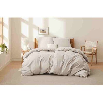 Parure de couette – Housse de couette et Taies d’oreiller - Bedsure - Lin naturel - 155x220cm - 100% Coton - Lot de 3 pièces Beige - Publicité Parure de couette – Housse de couette et Taies d’oreiller - Bedsure - Lin naturel - 155x220cm - 100% Coton - Lot de 3 pièces Beige - Publicité