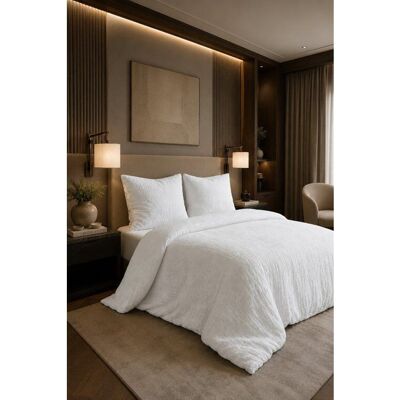 LOVELY HOME Parure de Couette 3 pièces en 100% gaze de coton 220x240 cm Blanc Blanc - Publicité LOVELY HOME Parure de Couette 3 pièces en 100% gaze de coton 220x240 cm Blanc Blanc - Publicité