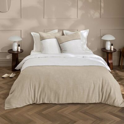 DOUCEUR D'INTÉRIEUR Parure de lit 260x240 cm GABRIELLE en coton 57 fils/cm² beige – housse + 2 taies 63x63 cm Beige - Publicité DOUCEUR D'INTÉRIEUR Parure de lit 260x240 cm GABRIELLE en coton 57 fils/cm² beige – housse + 2 taies 63x63 cm Beige - Publicité