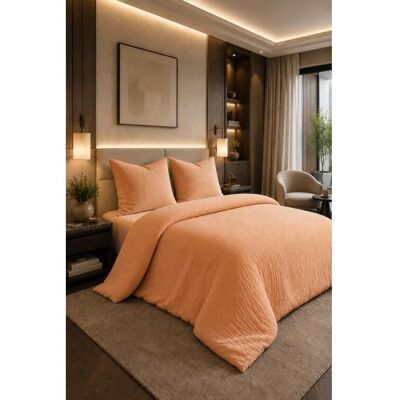 LOVELY HOME Parure de Couette 3 pièces en 100% gaze de coton 240x260 cm Rose saumon Rose - Publicité LOVELY HOME Parure de Couette 3 pièces en 100% gaze de coton 240x260 cm Rose saumon Rose - Publicité