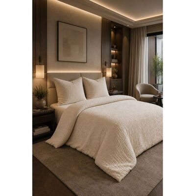 LOVELY HOME Parure de Couette 3 pièces en 100% gaze de coton 220x240 cm Beige ivoire Beige - Publicité LOVELY HOME Parure de Couette 3 pièces en 100% gaze de coton 220x240 cm Beige ivoire Beige - Publicité