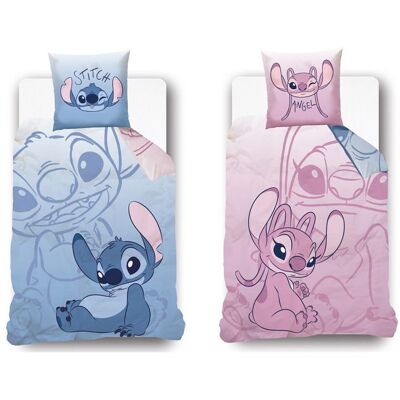 DISNEY - Housse de couette réversible Disney Stitch et Angel - 140x200 cm + 1 taie doreiller 63x63 cm - 100% Coton - Bleu et rose Bleu - Publicité DISNEY - Housse de couette réversible Disney Stitch et Angel - 140x200 cm + 1 taie doreiller 63x63 cm - 100% Coton - Bleu et rose Bleu - Publicité