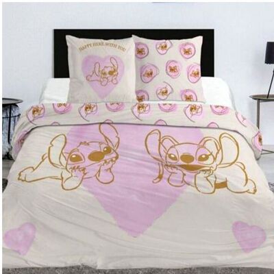 Disney Parure de Lit Stitch et Angel Rose Textile Oeko-Tex Lit 2 places Housse de Couette 240x220 cm Taies doreiller 65x65 cm Rose - Publicité Disney Parure de Lit Stitch et Angel Rose Textile Oeko-Tex Lit 2 places Housse de Couette 240x220 cm Taies doreiller 65x65 cm Rose - Publicité