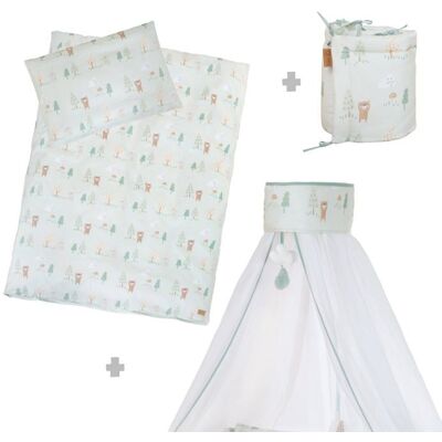 Parure de Lit Bébé 4 Pièces ROBA - Woodland Buddies - 100% Coton - Housse + Taie + Ciel + Tour de Lit - Vert Pastel - Motif Animaux Vert - Publicité Parure de Lit Bébé 4 Pièces ROBA - Woodland Buddies - 100% Coton - Housse + Taie + Ciel + Tour de Lit - Vert Pastel - Motif Animaux Vert - Publicité