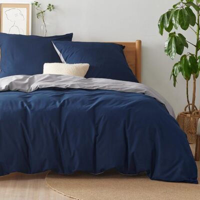Parure de couette – Housse de couette et Taies d’oreiller - Bedsure - Bleu calme Gris - 200x200cm - 100% Coton - Lot de 3 pièces - Publicité Parure de couette – Housse de couette et Taies d’oreiller - Bedsure - Bleu calme Gris - 200x200cm - 100% Coton - Lot de 3 pièces - Publicité