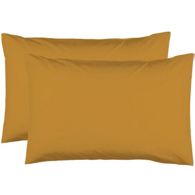 LE LINGE DE JULES 2 Taies doreiller 50 x 70 cm - Safran - 100% coton 57 Fils Jaune - Publicité LE LINGE DE JULES 2 Taies doreiller 50 x 70 cm - Safran - 100% coton 57 Fils Jaune - Publicité
