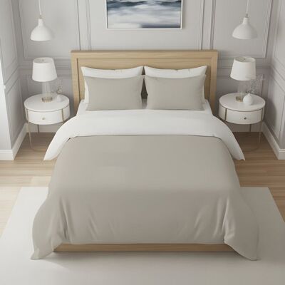 SOLEIL D'OCRE Housse de couette bicolore en coton 57 fils 240x220 cm UNI lin et blanc par Soleil docre - Publicité SOLEIL D'OCRE Housse de couette bicolore en coton 57 fils 240x220 cm UNI lin et blanc par Soleil docre - Publicité