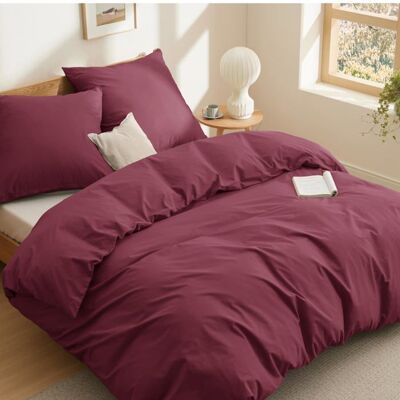 Parure de couette – Housse de couette et Taies d’oreiller - Bedsure - Bordeaux - 240x220cm - 100% Coton - Lot de 3 pièces Rouge - Publicité Parure de couette – Housse de couette et Taies d’oreiller - Bedsure - Bordeaux - 240x220cm - 100% Coton - Lot de 3 pièces Rouge - Publicité