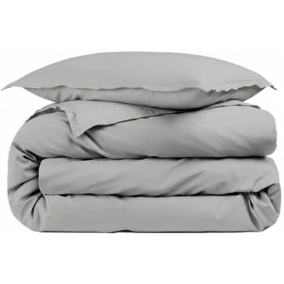 ALPES BLANC - Housse de couette Gris clair 140x200 percale de coton 80 fils + Taies 65x65 – Fabriquée en Europe - Doux et résistant Gris - Publicité ALPES BLANC - Housse de couette Gris clair 140x200 percale de coton 80 fils + Taies 65x65 – Fabriquée en Europe - Doux et résistant Gris - Publicité