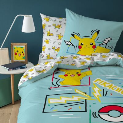 Pokemon Parure de lit enfant 100% Coton - POKÉMON ANIMATION - Bleu - 140x200+63x63cm Bleu - Publicité Pokemon Parure de lit enfant 100% Coton - POKÉMON ANIMATION - Bleu - 140x200+63x63cm Bleu - Publicité
