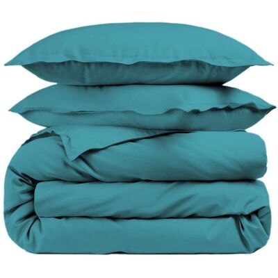 ALPES BLANC - Housse de couette Bleu canard 260x240 percale de coton 80 fils + Taies 65x65 – Fabriquée en Europe - Doux et résistant Bleu - Publicité ALPES BLANC - Housse de couette Bleu canard 260x240 percale de coton 80 fils + Taies 65x65 – Fabriquée en Europe - Doux et résistant Bleu - Publicité