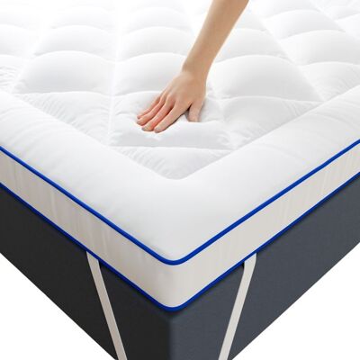 CASABEL Surmatelas Confort 140 x 200 cm Respirant en Microfibre Antidérapant avec Bandes Élastiques - Garnissage 1000Gr Liseré - Publicité CASABEL Surmatelas Confort 140 x 200 cm Respirant en Microfibre Antidérapant avec Bandes Élastiques - Garnissage 1000Gr Liseré - Publicité