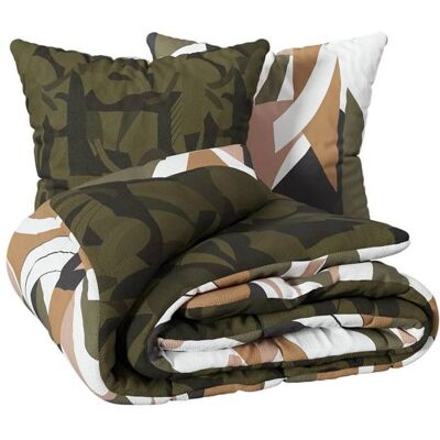 ATMOSPHERA CREATEUR D'INTERIEUR Parure de lit imprimée Arik en coton 260x240cm vert kaki - Atmosphera Créateur dintérieur Vert - Publicité ATMOSPHERA CREATEUR D'INTERIEUR Parure de lit imprimée Arik en coton 260x240cm vert kaki - Atmosphera Créateur dintérieur Vert - Publicité